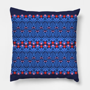 Art Nouveau Style Geometric Pattern Pink Blue Pillow