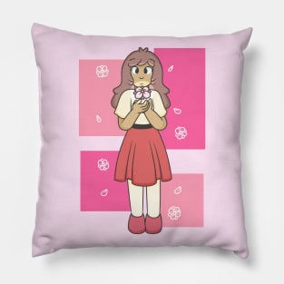 Pink Flower Girl Pillow