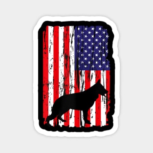 Patriotic German Shepherd American Flag Dog Magnet