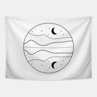 Minimal reflection of a night sky with moon and stars Tapestry