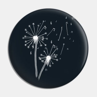 Dandelion Minimalist Musical Note Black and White by Tobe Fonseca Pin