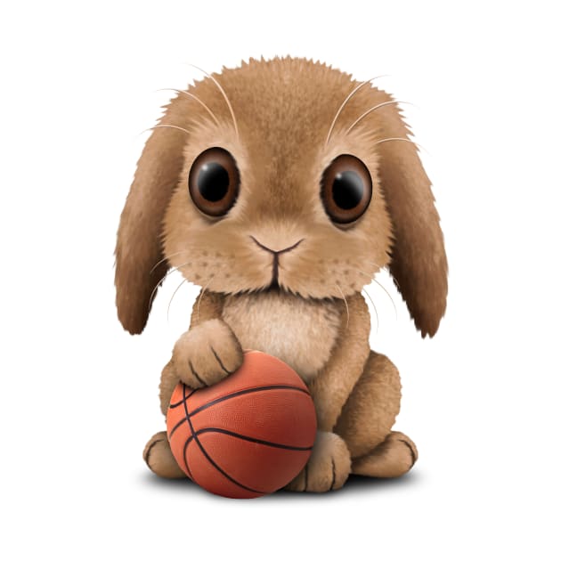 Cute Baby Bunny Playing With Basketball by jeffbartels