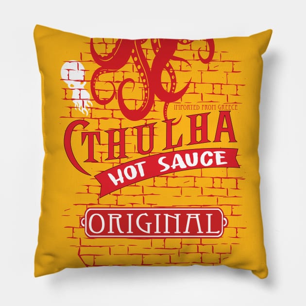 Cthulha Hot Sauce Pillow by GarBear Designs