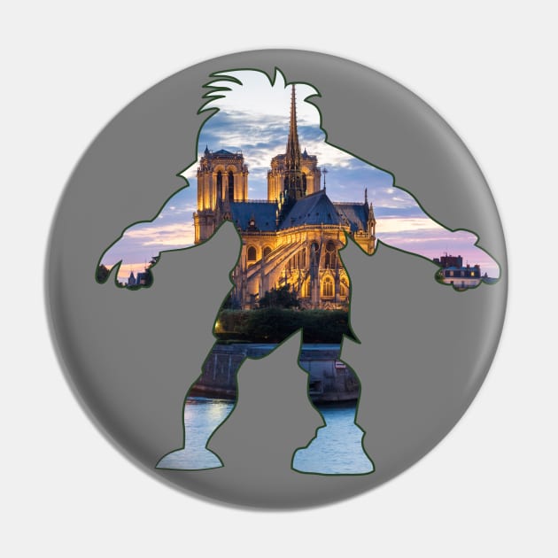 Hunchback Quasimodo - View of Notre Dame Grey Pin by Smagnaferous