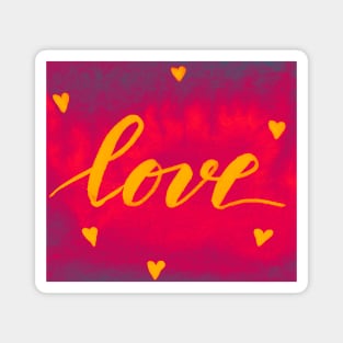 Valentine's Day Watercolor Love – magenta and yellow Magnet