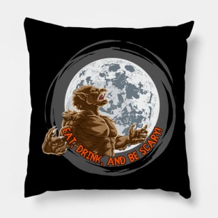 Eat, Drink and Be Scary Halloween Party Graphic Pillow