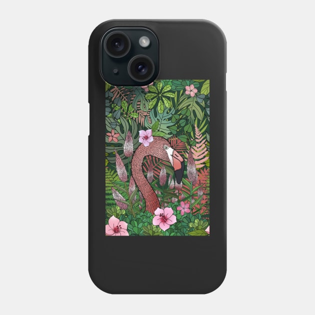 Florencia the Flamingo in her Forest Full of Florals Phone Case by IrishViking2