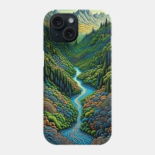 [AI Art] Green Valley, Optical Art Style Phone Case