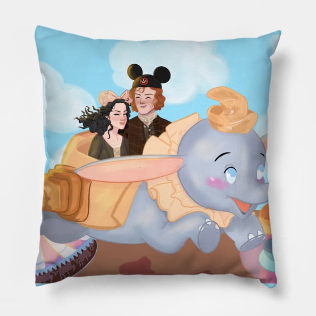 Jamie and Claire having fun at Fantasy land Pillow by YaelsColors