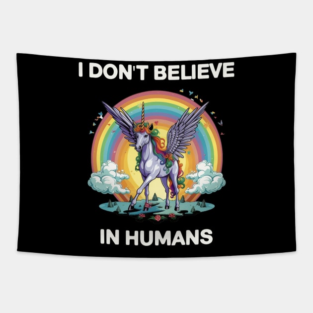 Funny Unicorn Tapestry by NineBlack