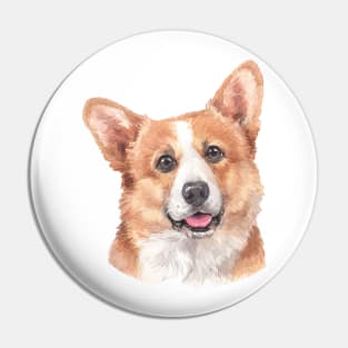 Cute Pembroke Welsh Corgi Watercolor Art Pin