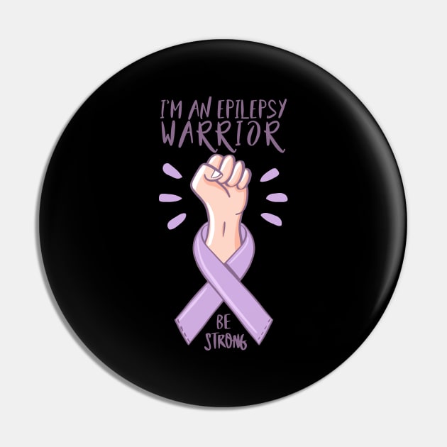 I'm An Epilepsy Warrior Awareness day purple ribbon Gift Pin by Herotee