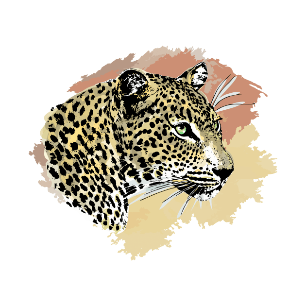 Leopard Portrait Watercolor Artwork for Leopard Fans by scotch