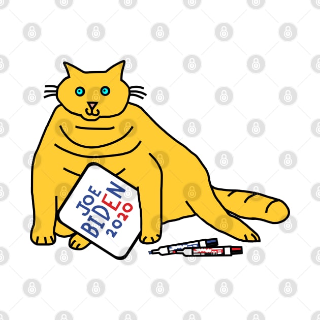 Small Chonk Cat with Joe Biden Sign by ellenhenryart