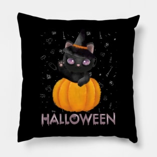 Cute baby witchy cat Trick or treat Funny cute mummy Halloween cute scary little ghost Pillow