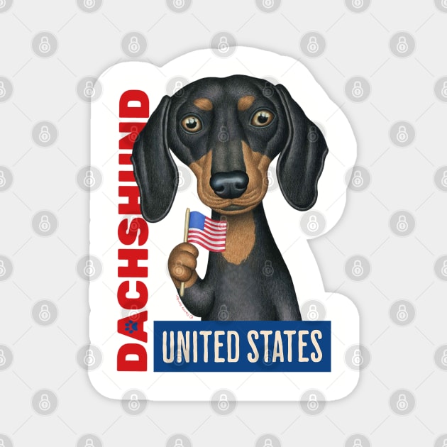 Doxie red white and blue flag with paw Dachshund United States Magnet by Danny Gordon Art