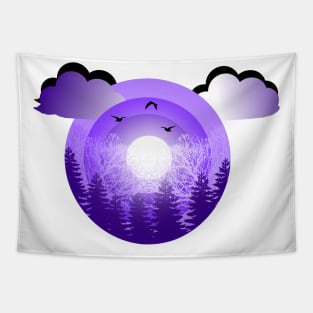 Night forest vector art Tapestry