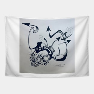 Directing Dreams Skull Black and white 1 Tapestry