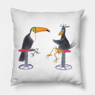 Crow Meets Toucan Pillow