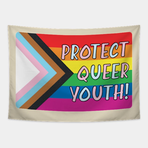 Protect Queer Youth Progress Pride Flag Tapestry by JaiStore