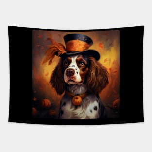 Brittany dog Halloween Tapestry