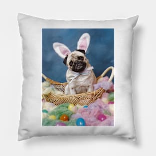 Easter Bunny Pug Dog Pillow