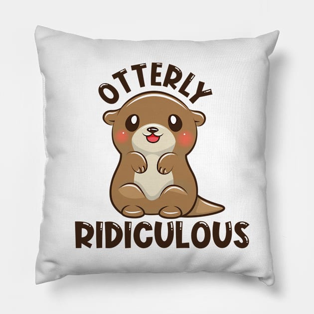 Otter Animal Cute Adorable Baby Critter Ridiculous Pillow by Mellowdellow