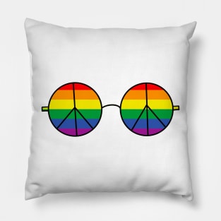 Rainbow gay pride flag peace sign sunglasses Pillow