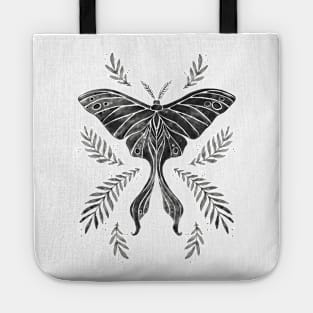 Black and White Watercolor Luna Moth Tote