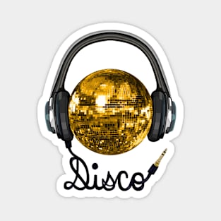 Gold Disco Ball Music Headphones Magnet