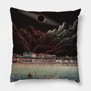 Outer Beach - Space Aesthetic, Retro Futurism, Sci Fi Pillow