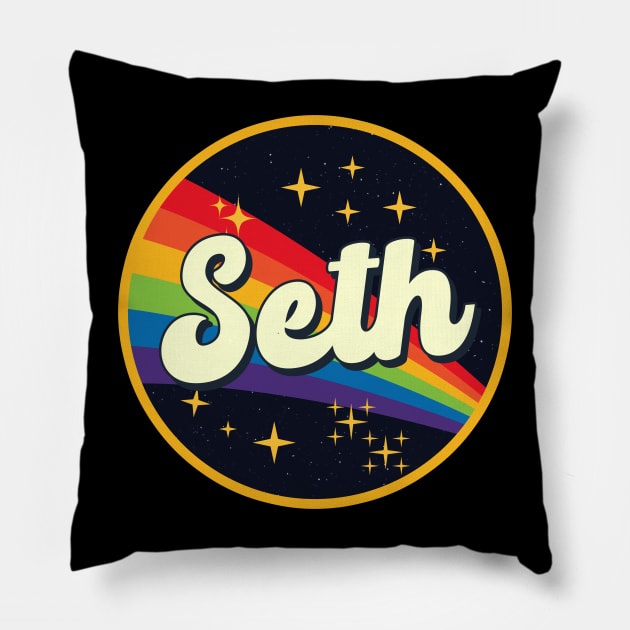 Seth // Rainbow In Space Vintage Style Pillow by LMW Art