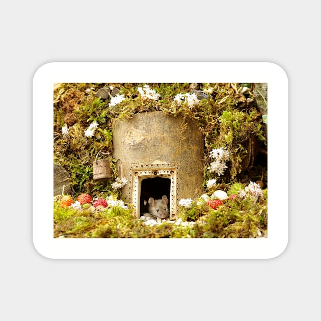 George the mouse in a log pile house Magnet by Simon-dell