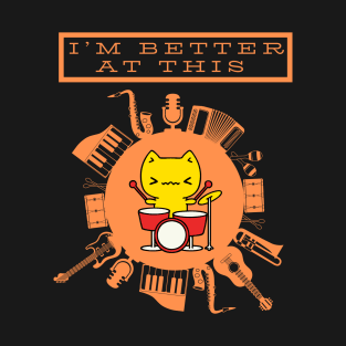 Funny Cat playing drums T-Shirt