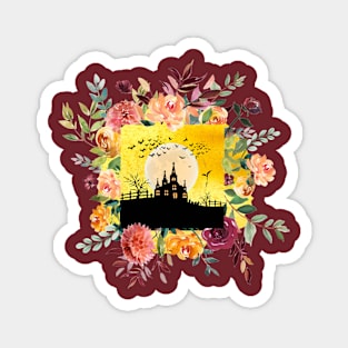 Haunted House with Flowers Magnet