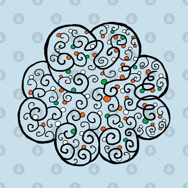 St Patrick's Day Four-Leaf Clover with Irish Vines - Line Art by JonGrin