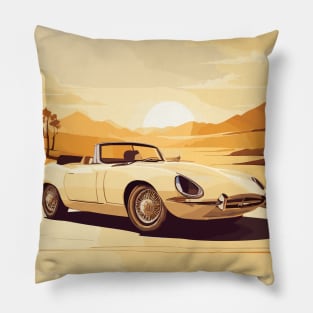 Vintage Car Desert Poster Pillow