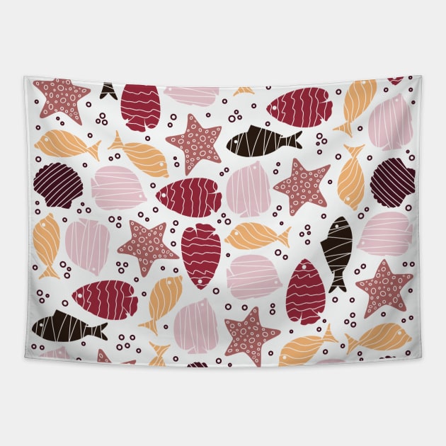 Pastel tropical fish summer pattern Tapestry by Simplulina