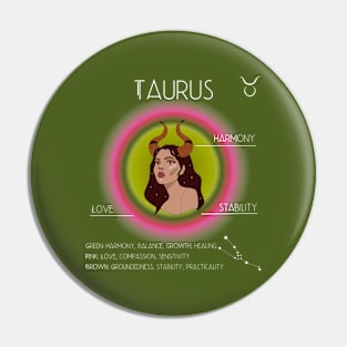 Taurus Aura: Embracing Green, Pink, and Brown Harmony Pin