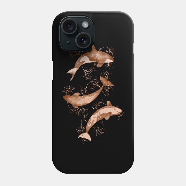 Dancing Orcas | Brown and White Color Palette Phone Case by SnehaColoursoft