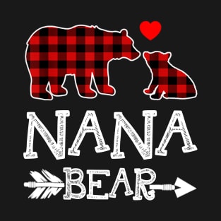 Nana Bear Christmas Pajama Red Plaid Buffalo Gift Shirt T-Shirt