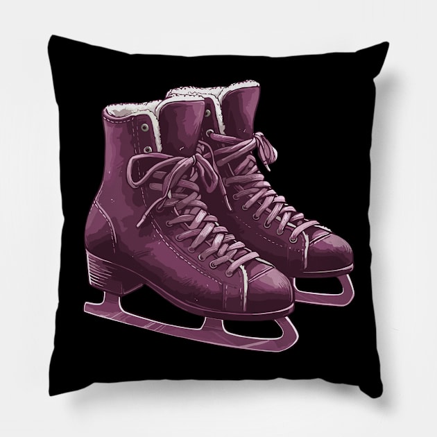 Magenta Ice Skating Boots Pillow by Siha Arts