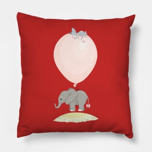 Elephant and flying mouse Pillow