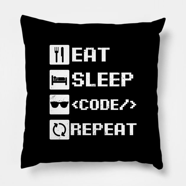 Computer Programming Shirt | Eat Sleep Code Repeat Gift Pillow by Gawkclothing