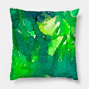 Green Flames Watercolor Pillow