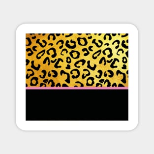 Black and gold leopard print, pink lining Magnet