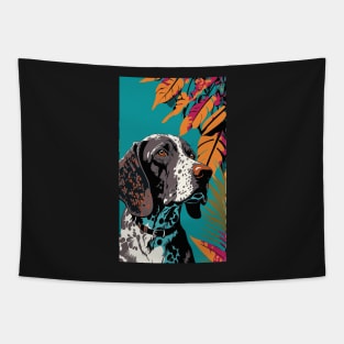 German Shorthair Pointer Dog Vibrant Tropical Flower Tall Retro Vintage Digital Pop Art Portrait 3 Tapestry