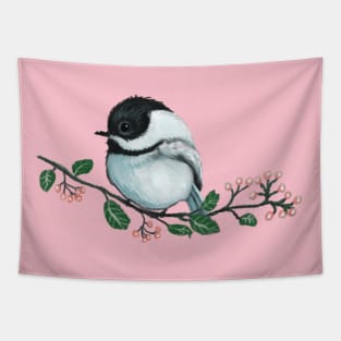 Black capped Chickadee Tapestry