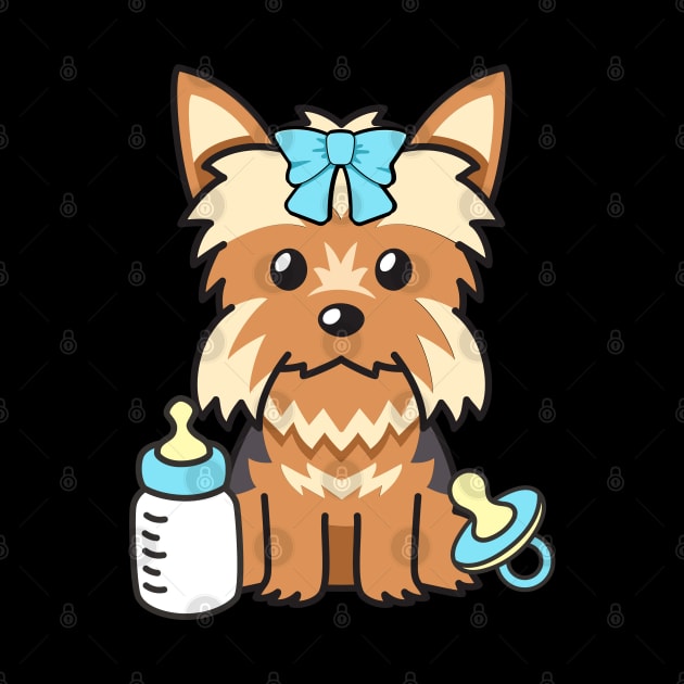 Cute baby yorkshire terrier getting its milk and pacifier by Pet Station