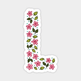 Floral Monogram Letter L Magnet